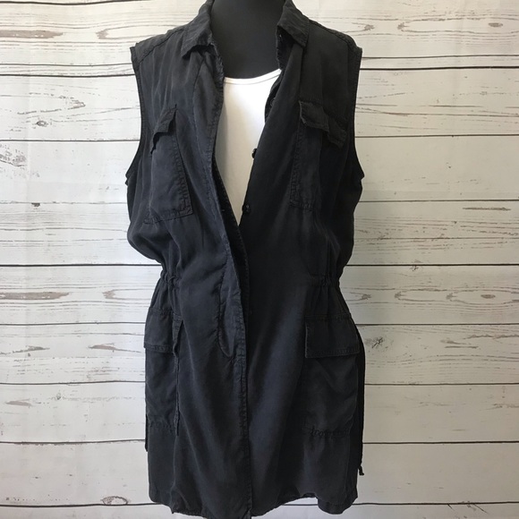 Buffalo Black Cinched Waist Vest Size L - Picture 1 of 8